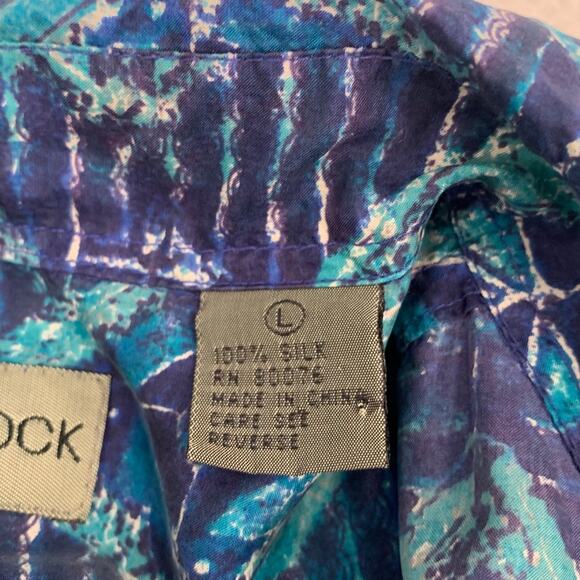 Vintage Robert Stock Mens L Button Down Shirt 100% Silk Long Sleeve Abstract - Picture 4 of 12